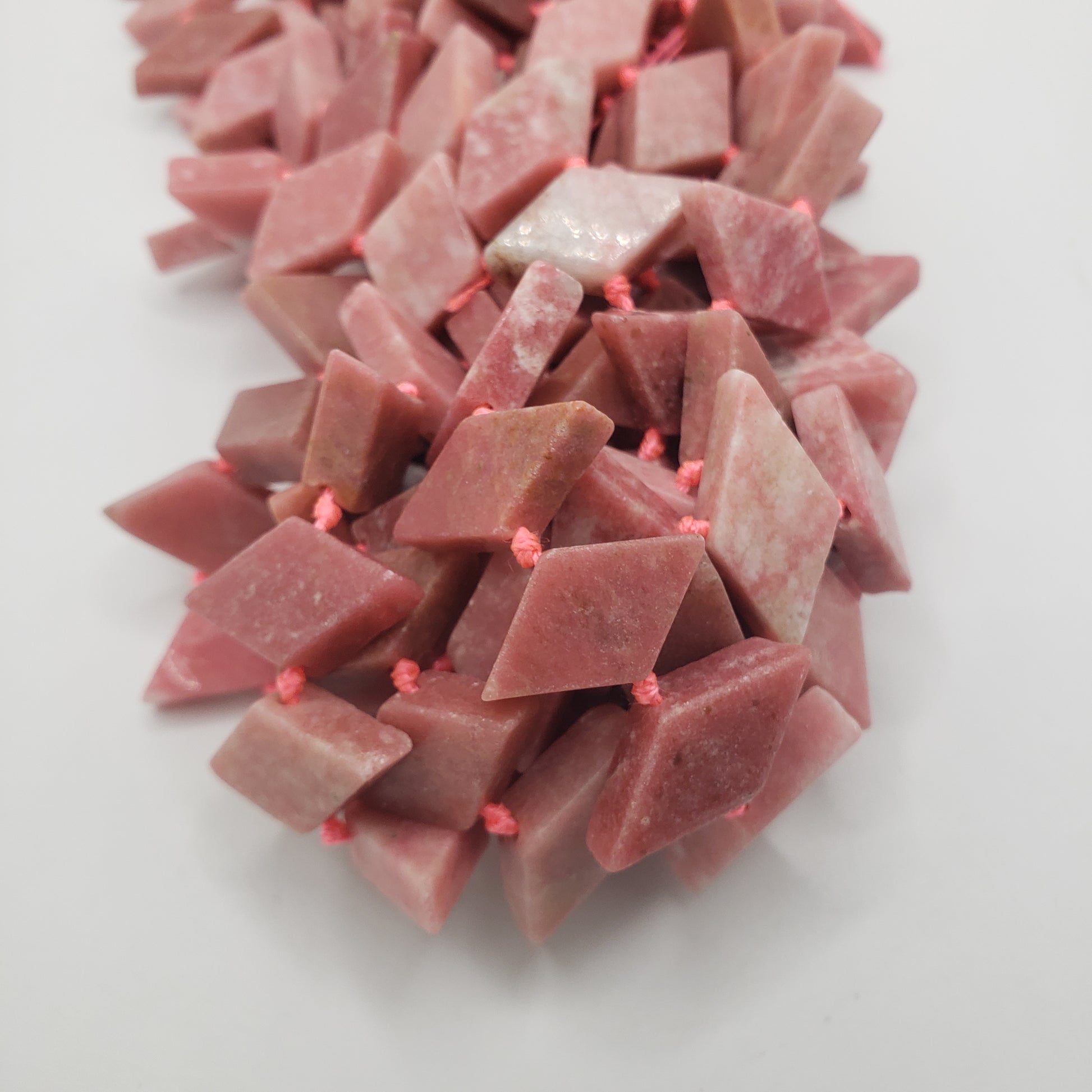 Argentina Rhodonite Diamond Bead Strand