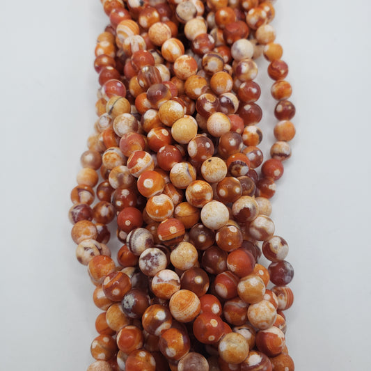 6mm Red Variegated Agate