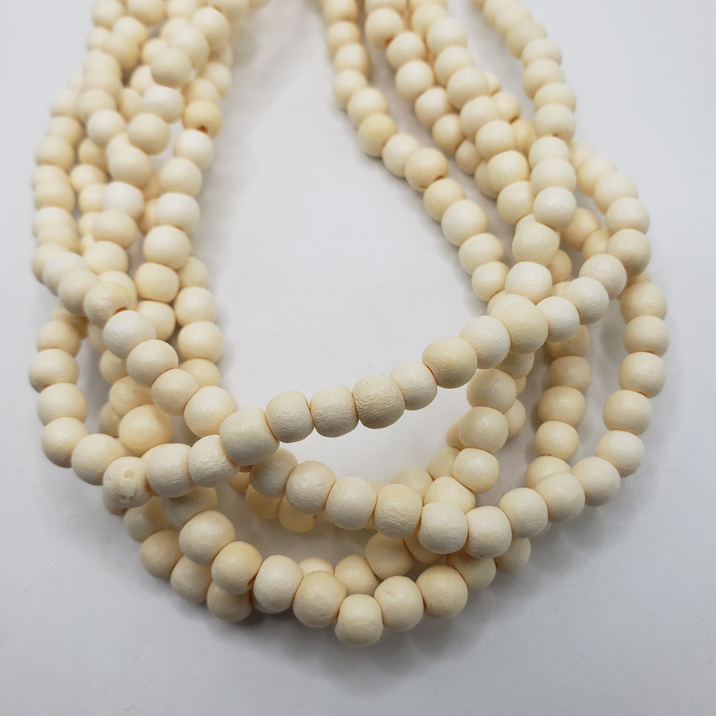 6mm White Wood Beads