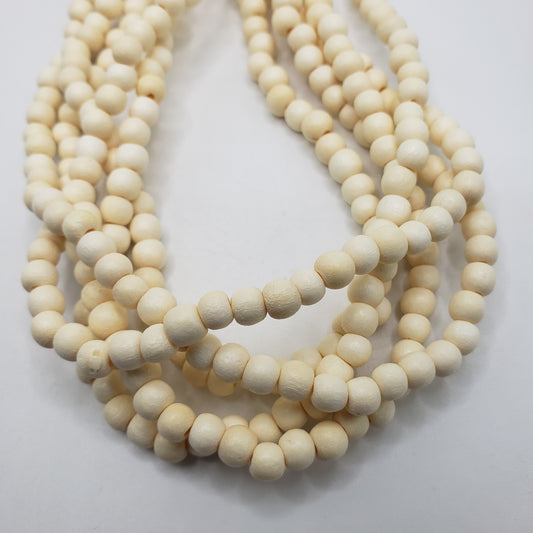6mm White Wood Beads