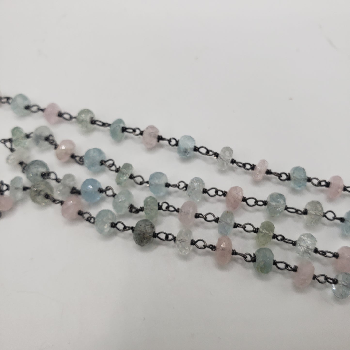 Rhodium SS 4mm Morganite Chain