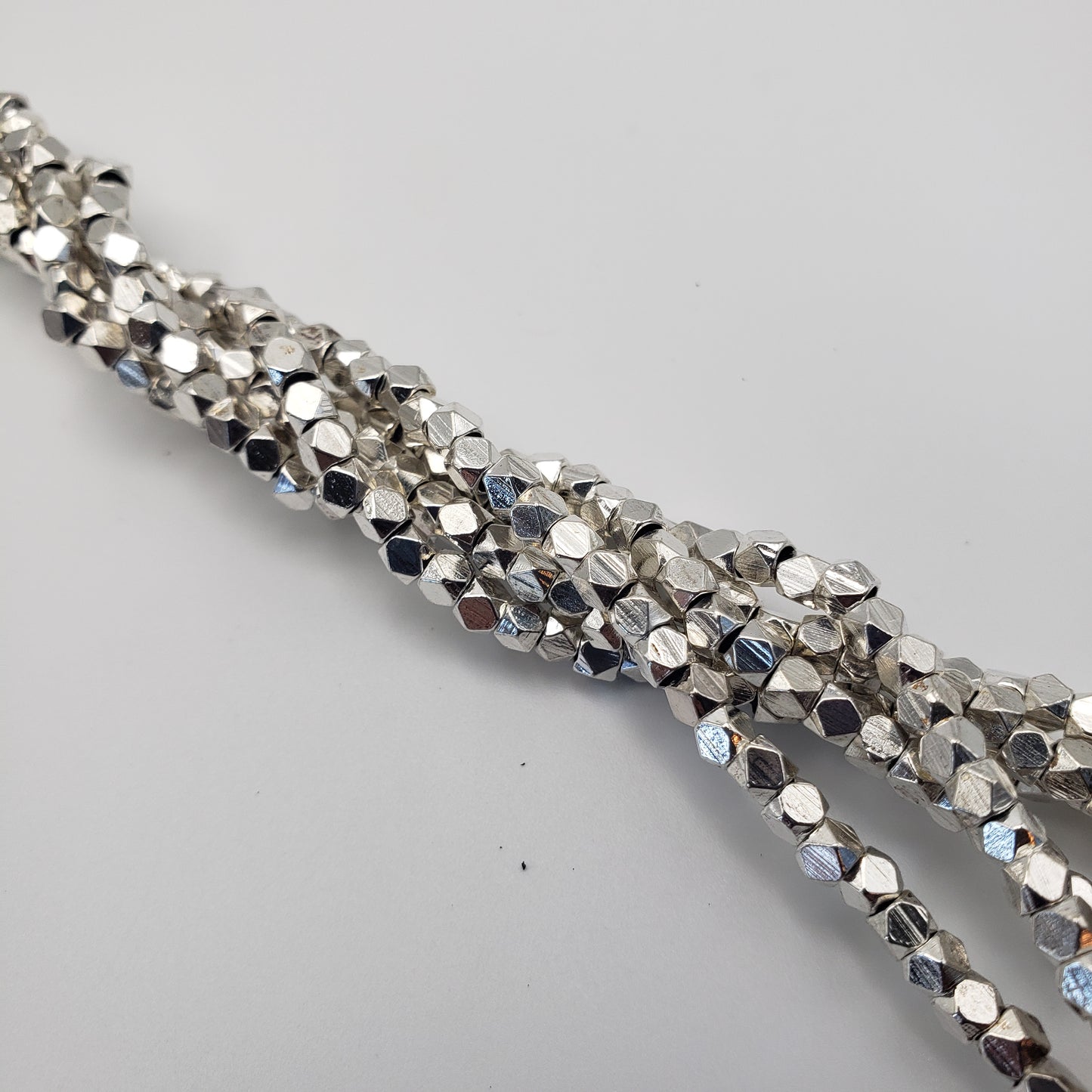 5mm Silver Metal Square Faceted Beads