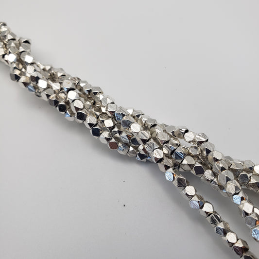 5mm Silver Metal Square Faceted Beads
