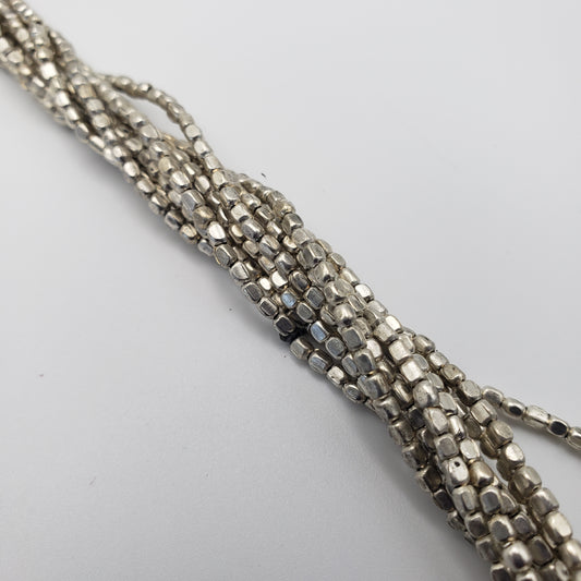 4mm Silver Square Faceted