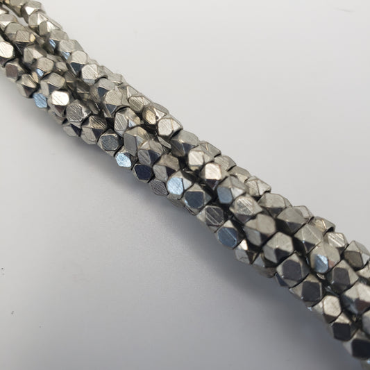 4mm Silver Metal Faceted Beads