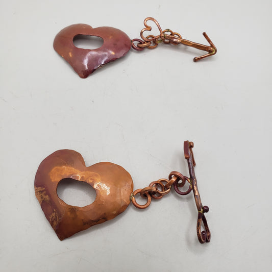 Handmade Copper Heart & Arrow Clasp