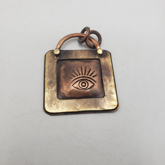 Handmade Copper Square Pendant Eye Stamp