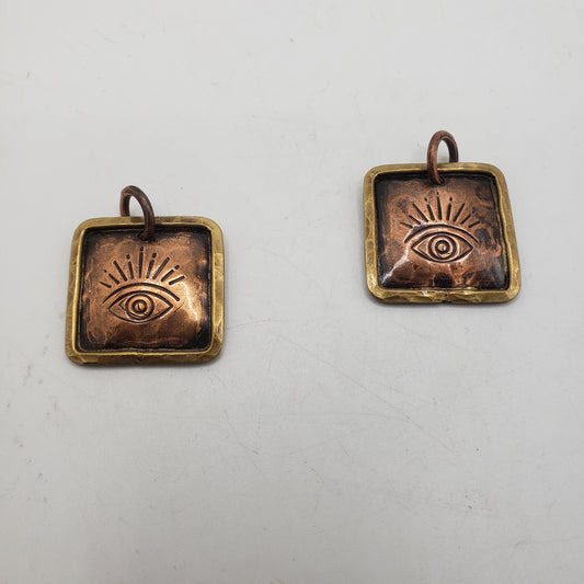 Handmade Copper Small Square with Stamped Eye