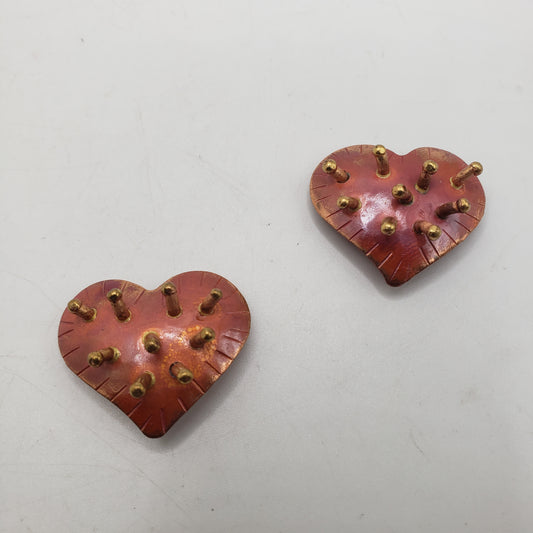 Handmade Copper Large Heart With Spikes Pendant