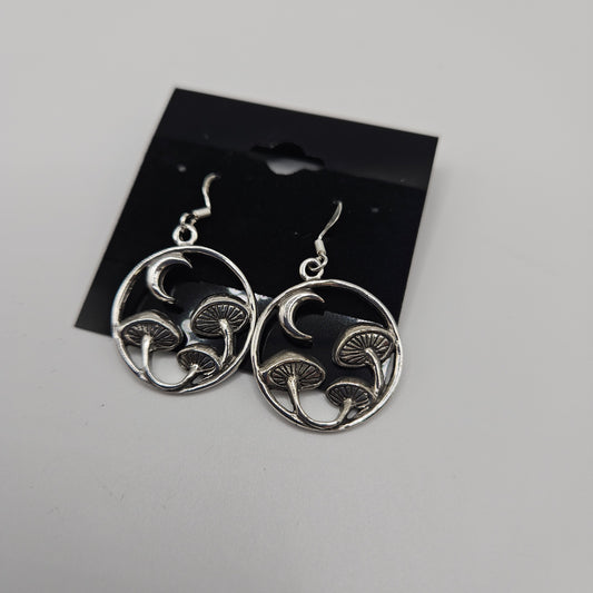 SS Round Mushroom With Moon Earrings 47.99