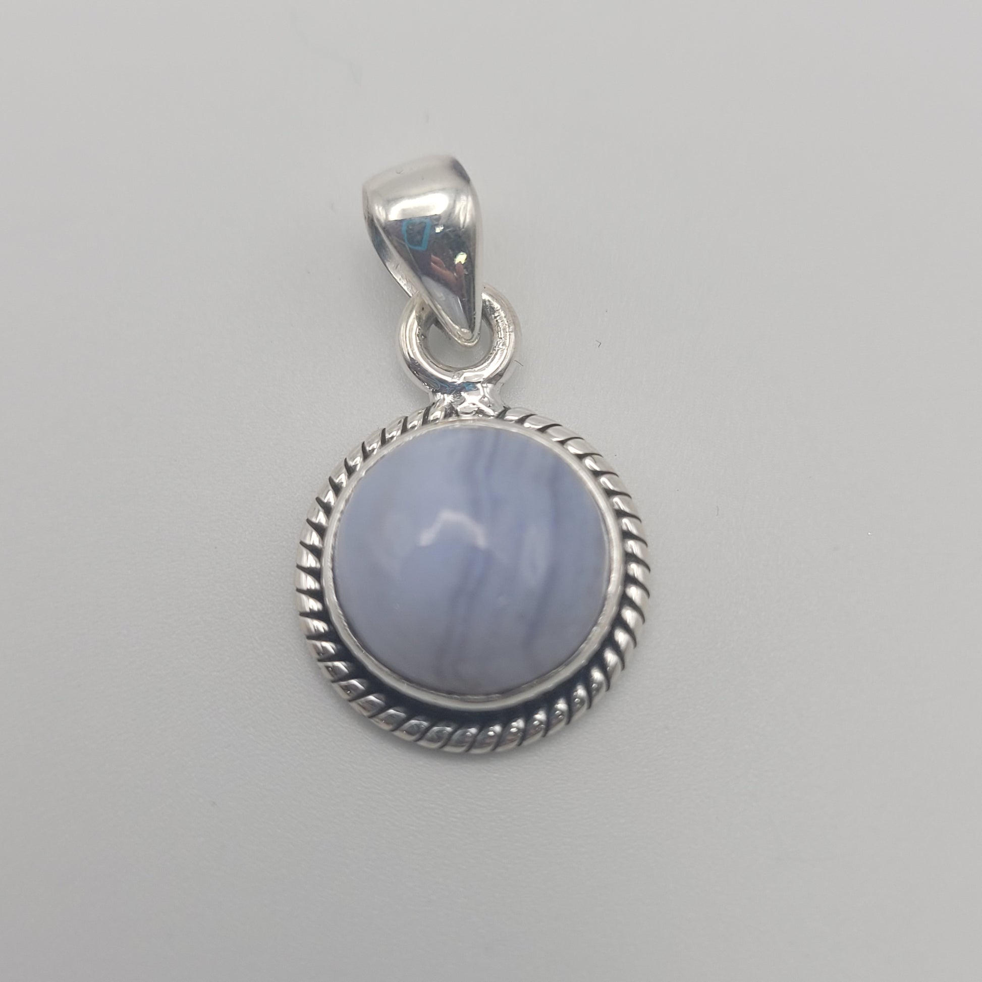 Blue Lace Agate Sterling Silver Pendant