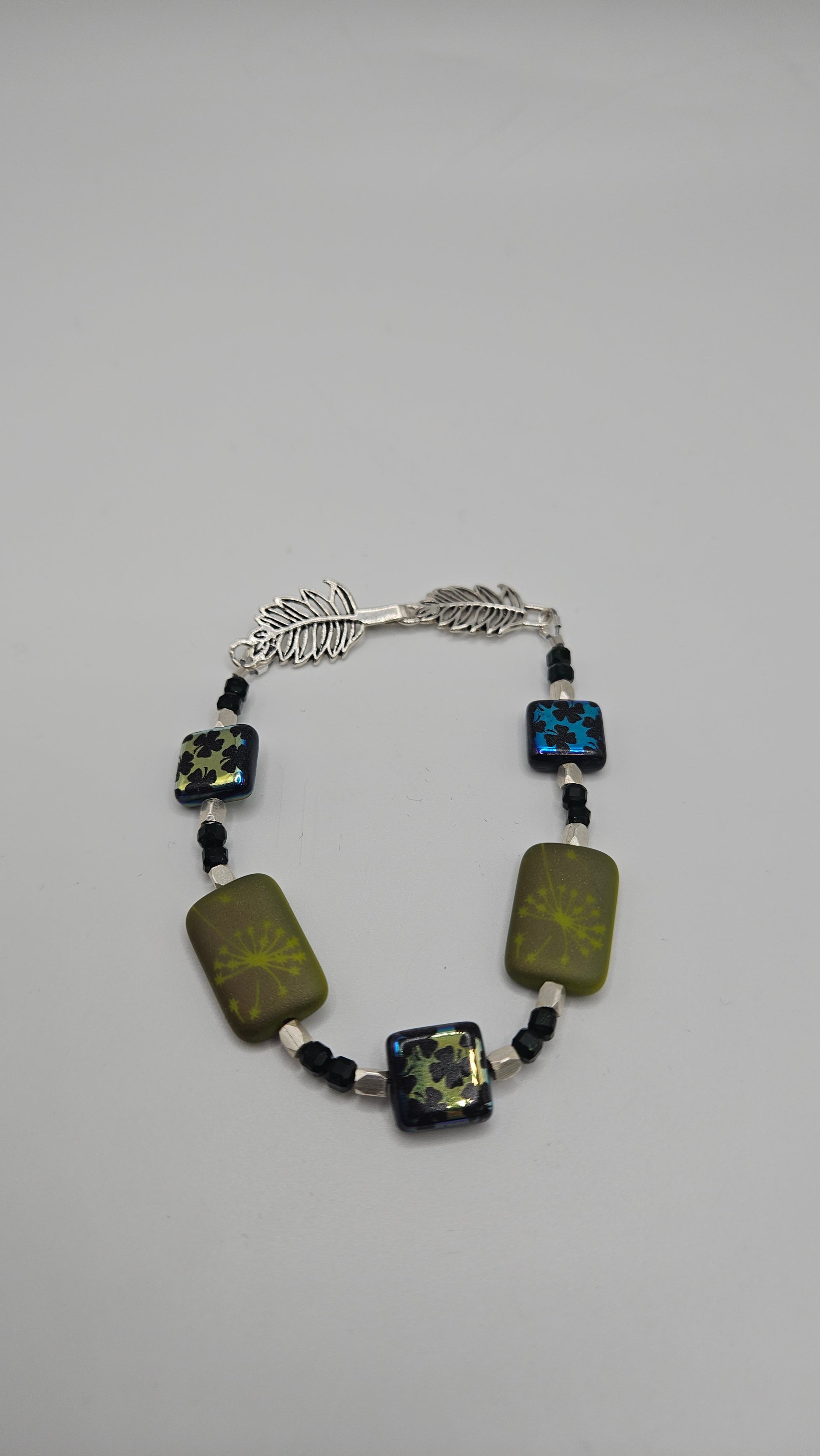 SS Green Floral Bracelet