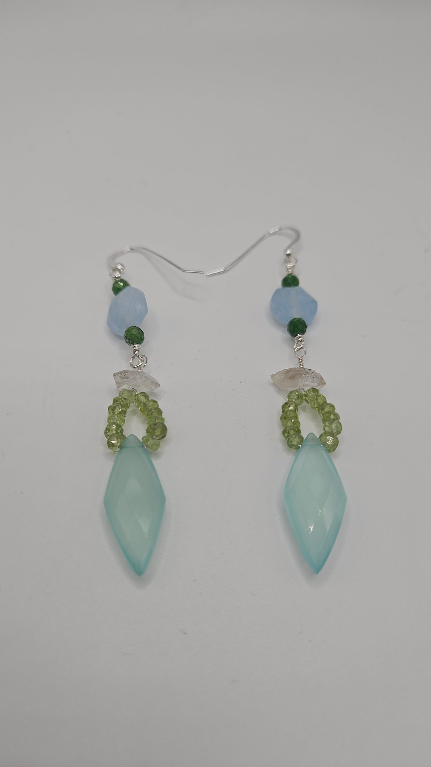 SS Blue and Green Gemstone earrings