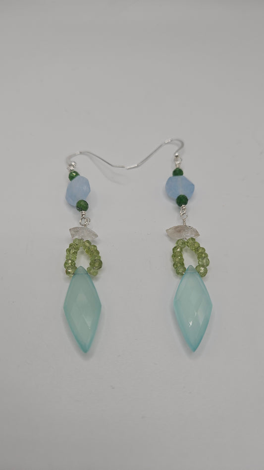 SS Blue and Green Gemstone earrings
