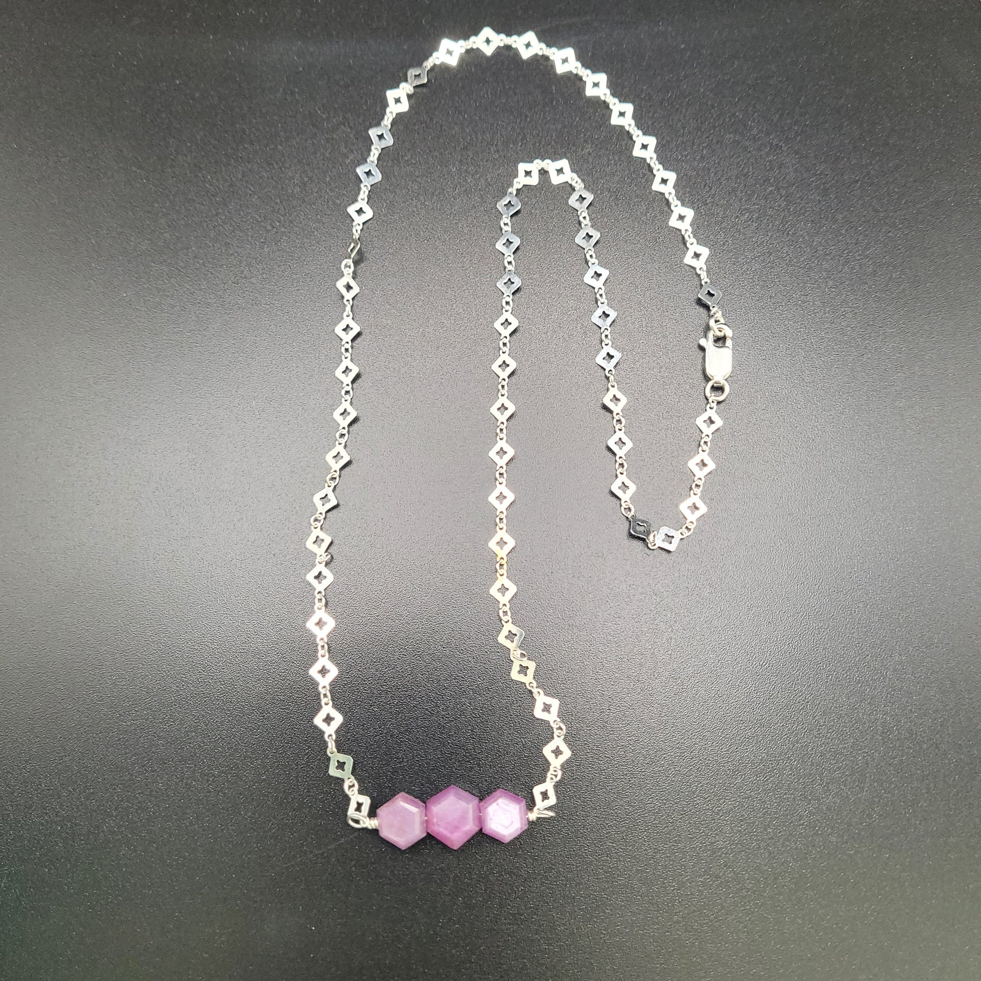 Sterling Silver Tripple Star Ruby Necklace