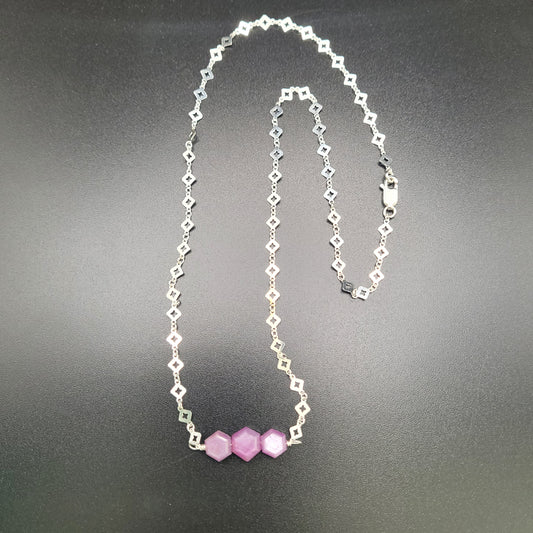 Sterling Silver Tripple Star Ruby Necklace
