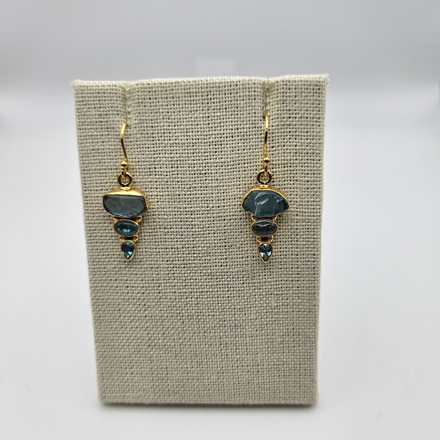 18k Gold Plated Sterling Silver 3 Stone Combo Earrings.
