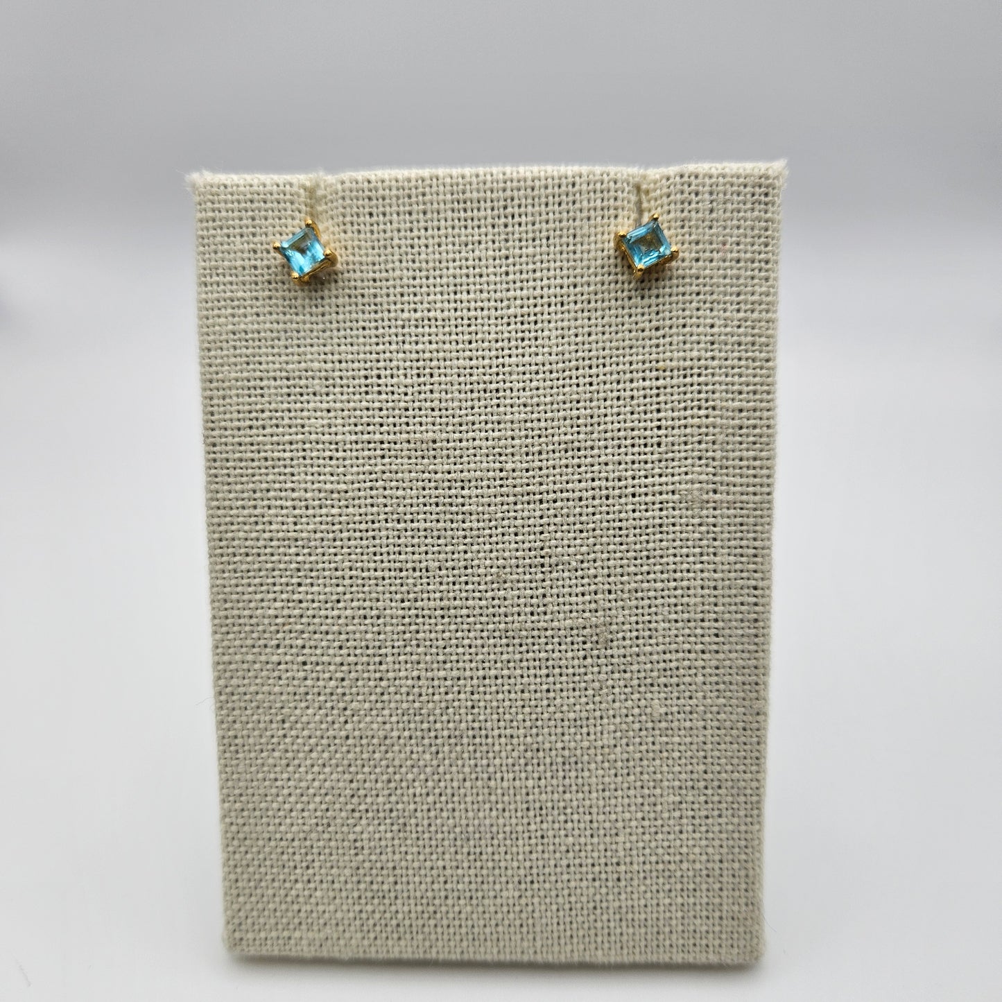 18k Gold Plated Sterling Silver Blue Apatite Stud Earrings.