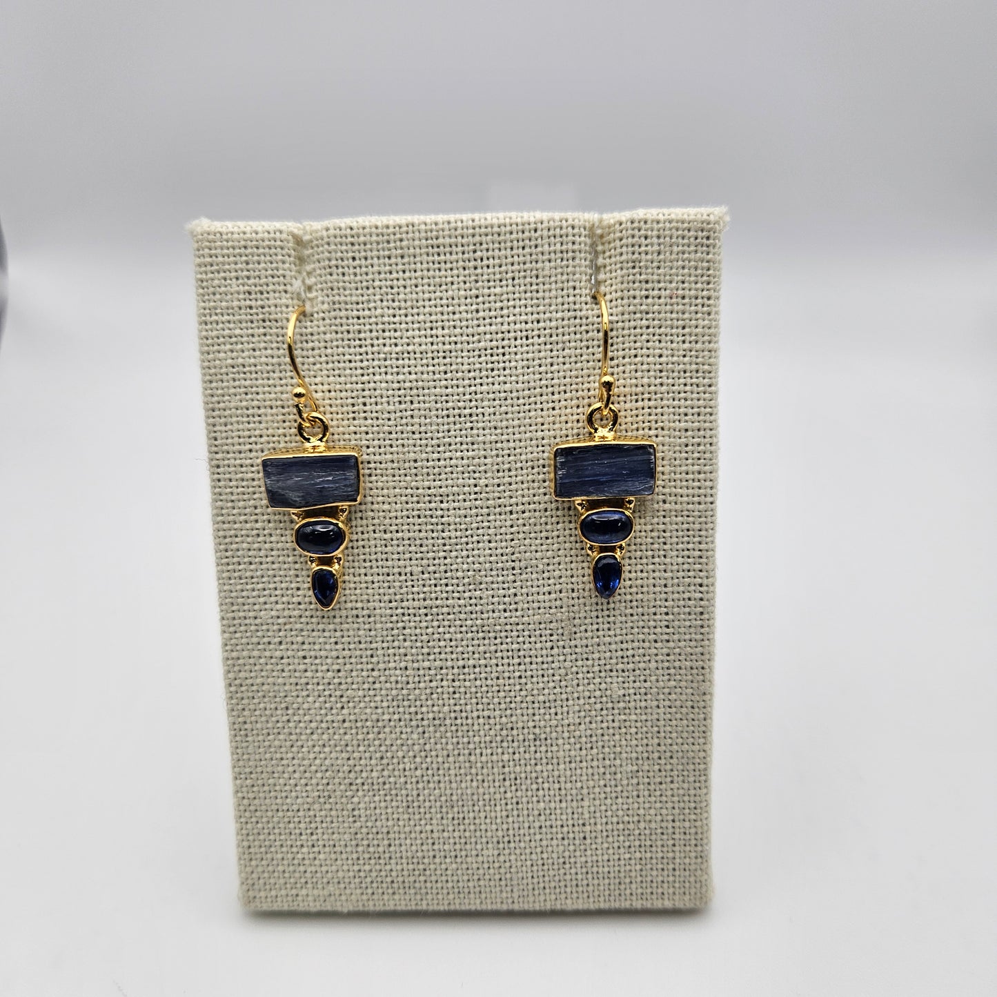 18k Gold Plated Sterling Silver 3 Stone Combo Earrings.