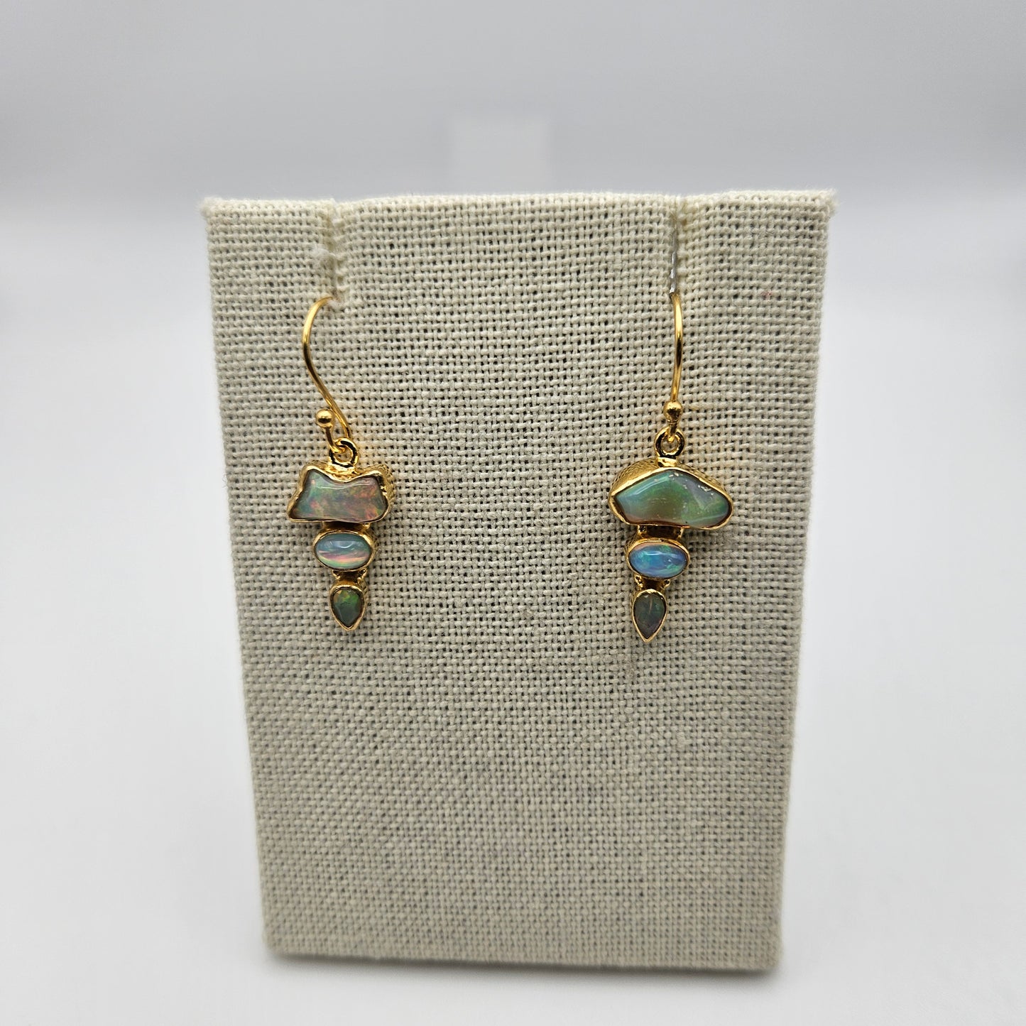 18k Gold Plated Sterling Silver 3 Stone Combo Earrings.