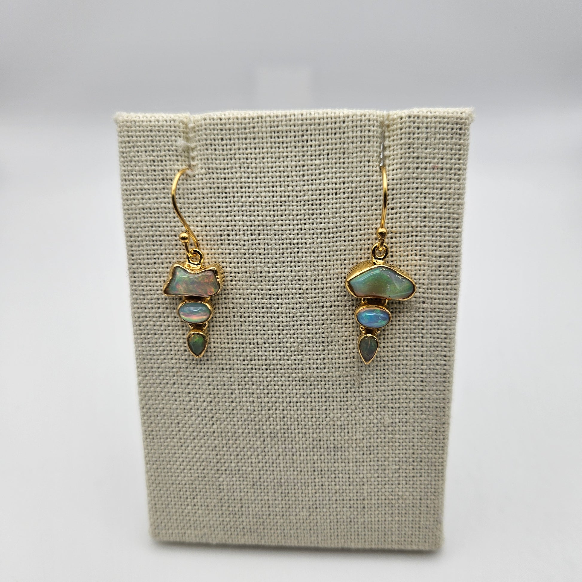 18k Gold Plated Sterling Silver 3 Stone Combo Earrings.