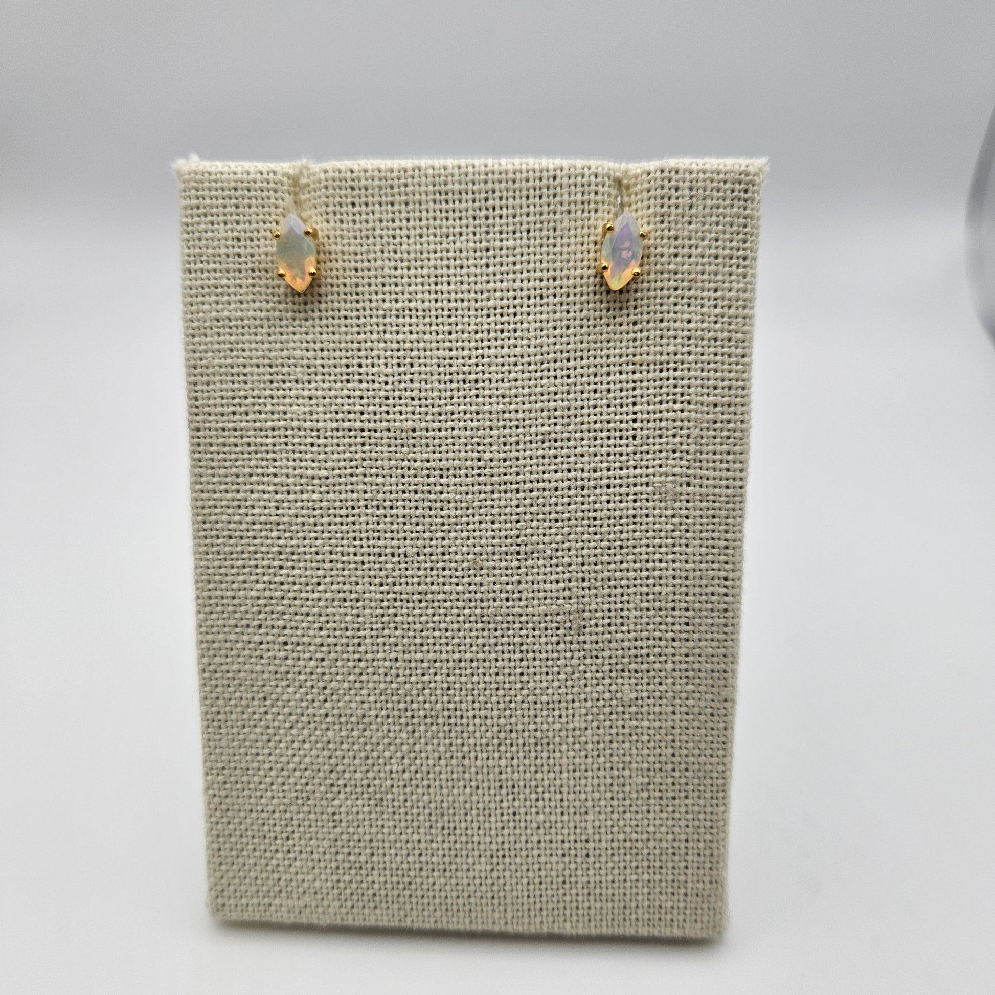 18k Gold Plated Sterling Silver Ethiopian Opal Stud Earrings.