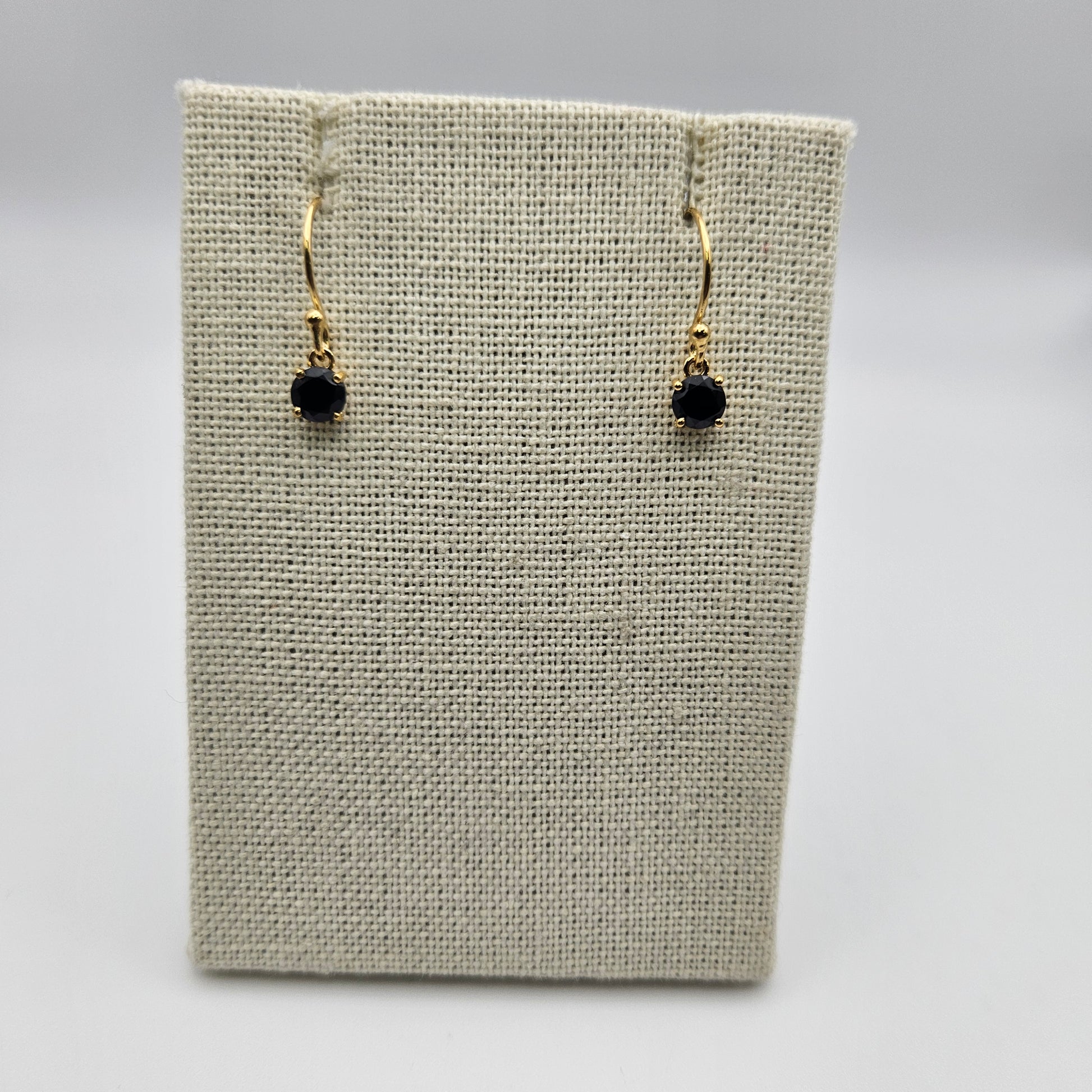 18k Gold Plated Sterling Silver Faceted Black Spinel Dangle Earrings