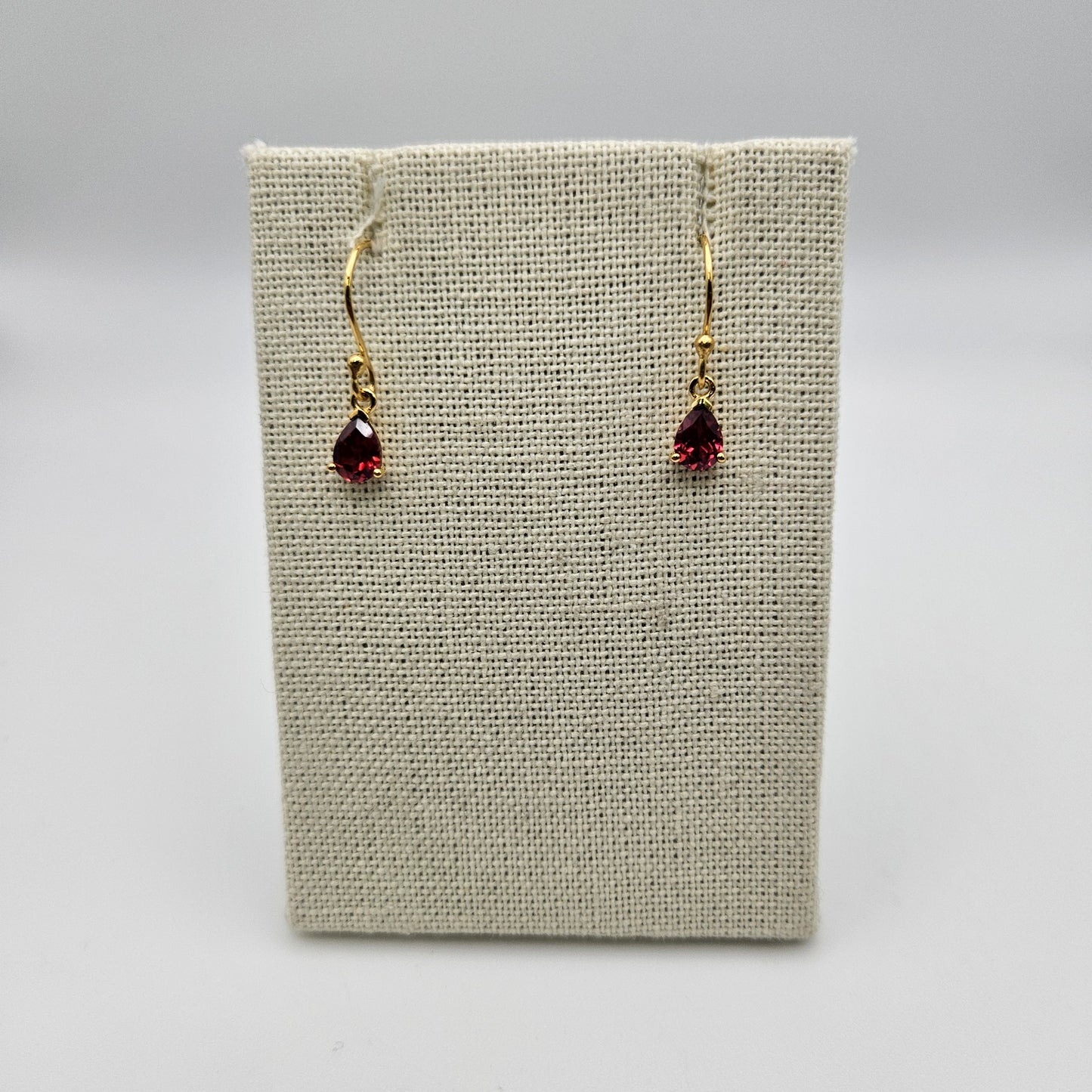 18k Gold Plated Sterling Silver Faceted Garnet Dangle Earrings.