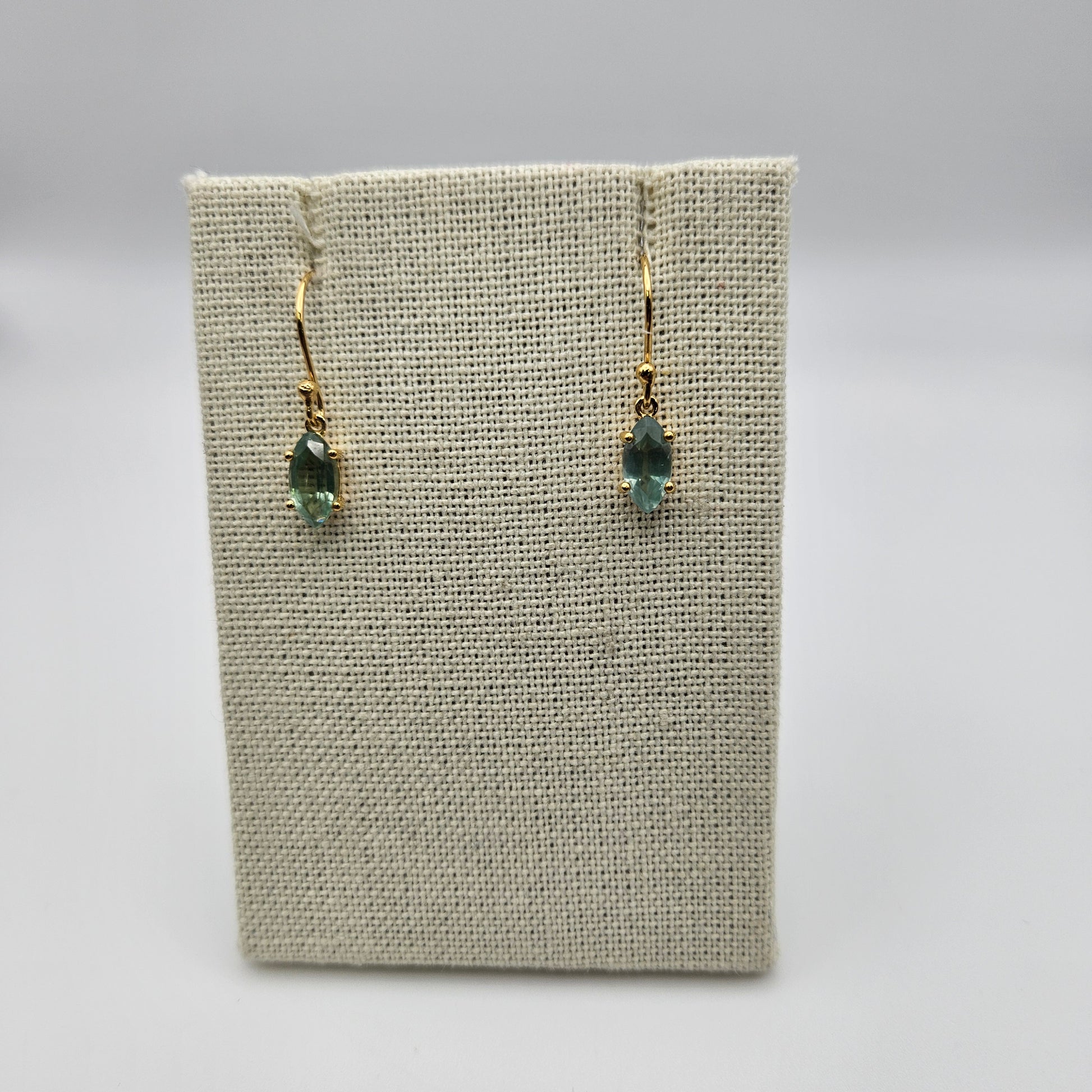 18k Gold Plated Sterling Silver Faceted Green Kyanite Dangle Earrings