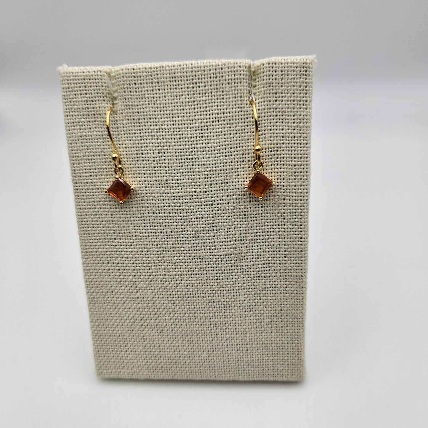 18k Gold Plated Sterling Silver Faceted Orange Kyanite Dangle Earrings
