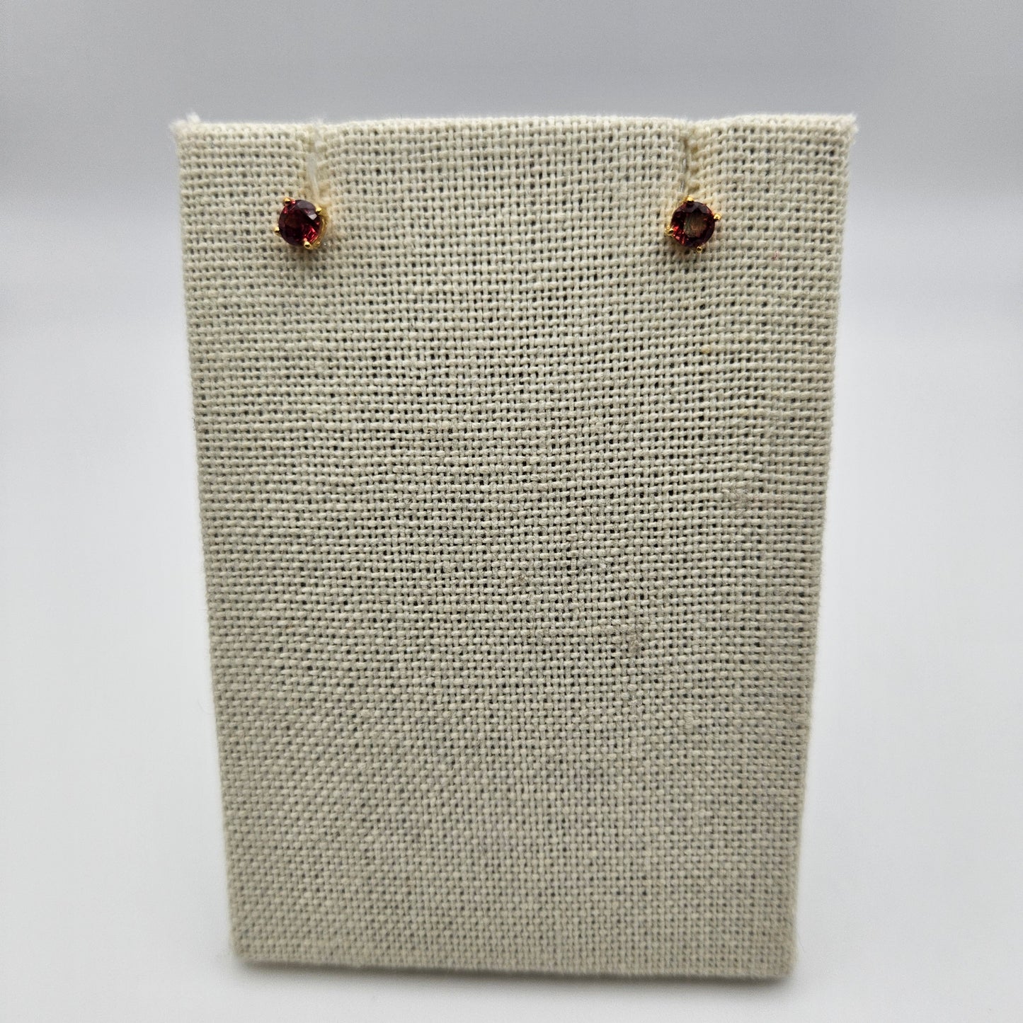 18k Gold Plated Sterling Silver Garnet Stud Earrings