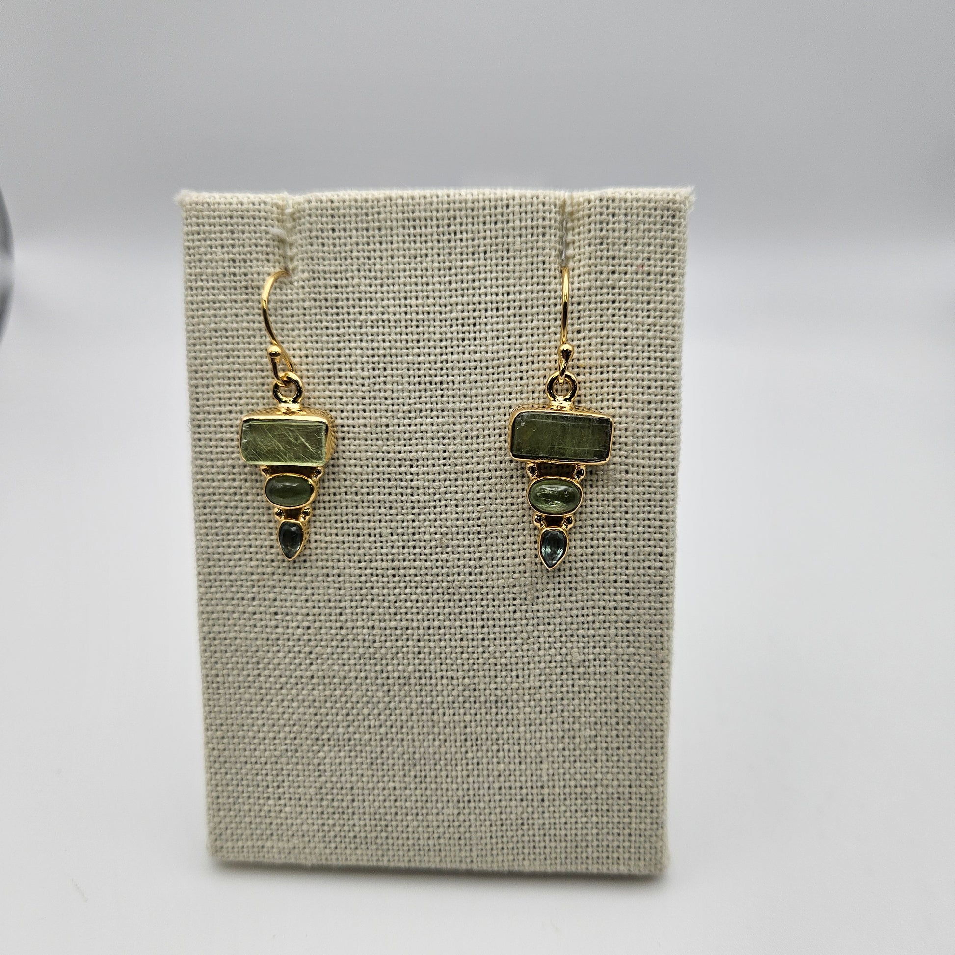 18k Gold Plated Sterling Silver 3 Stone Combo Earrings.