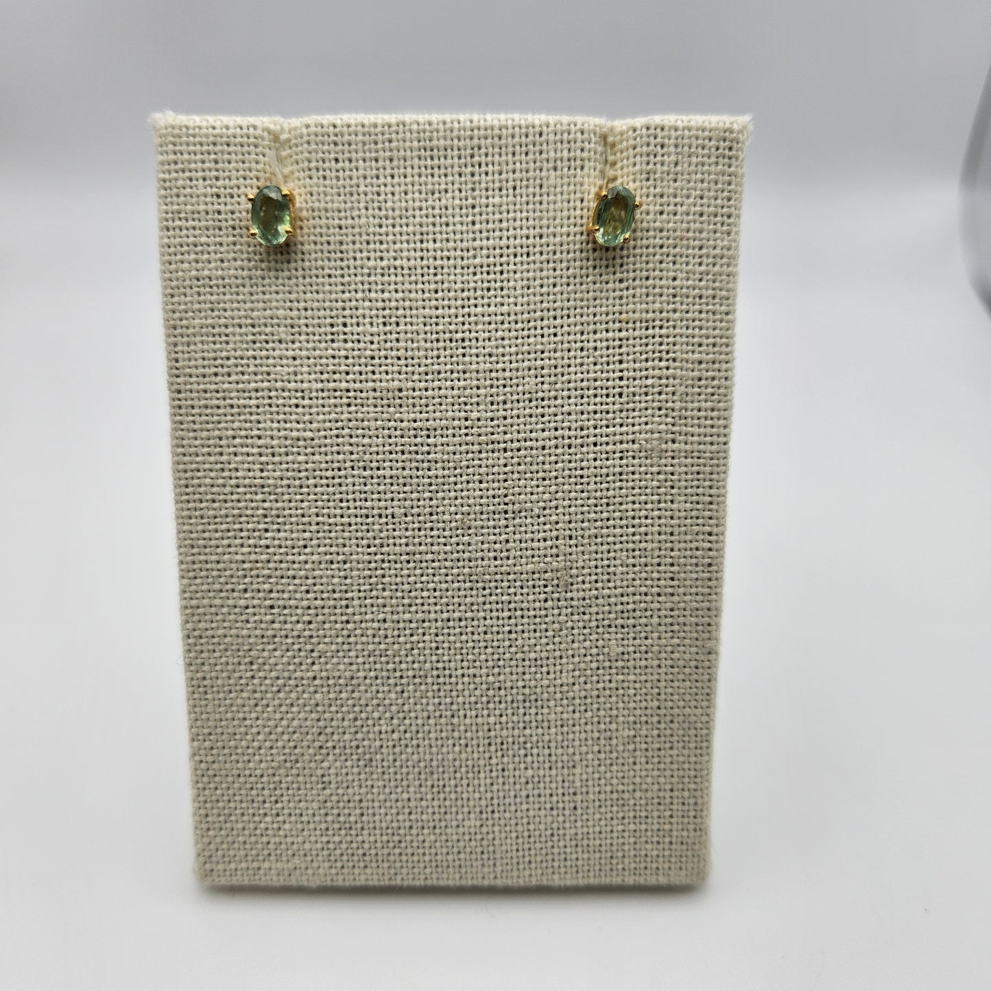 18k Gold Plated Sterling Silver Green Kyanite Stud Earrings.