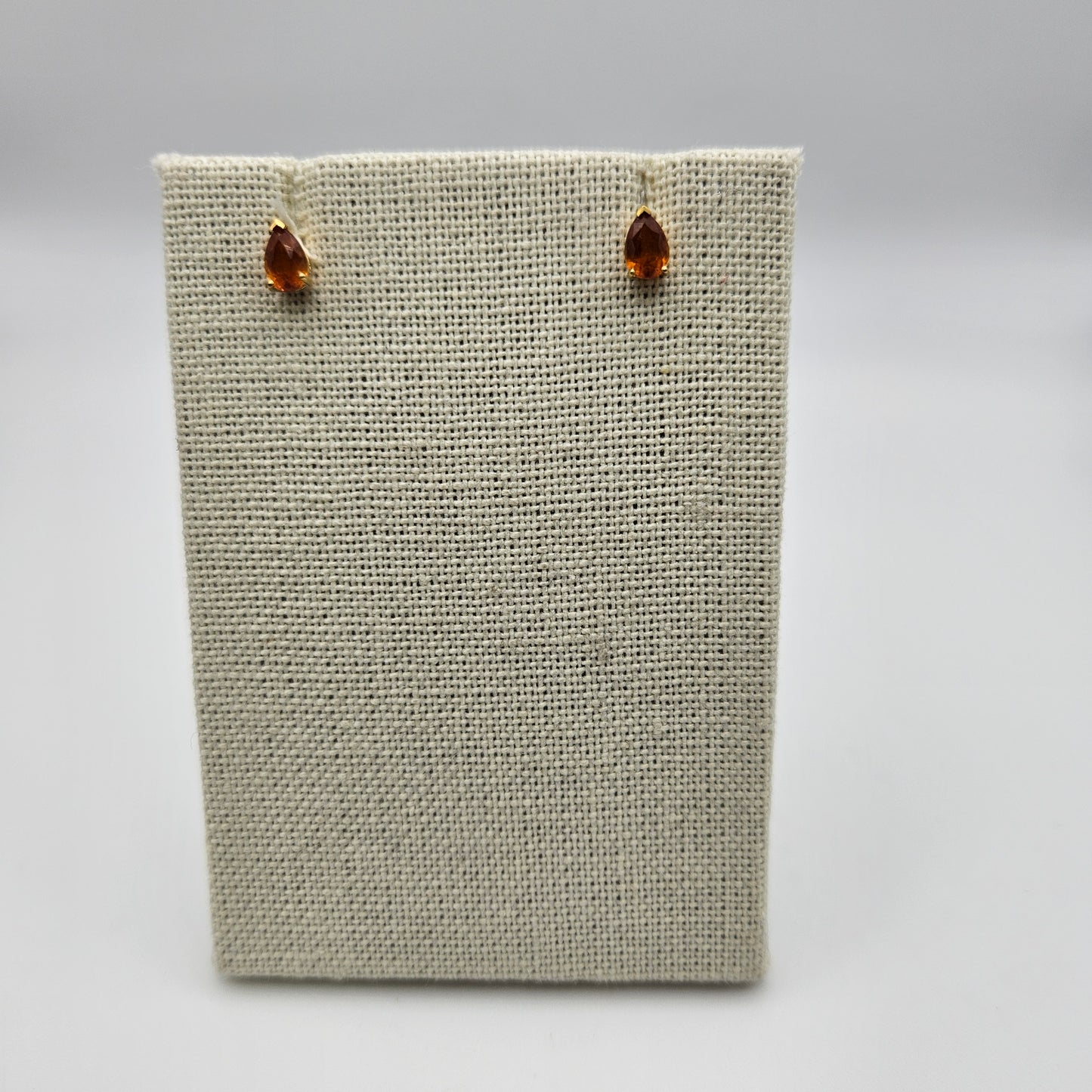 18k Gold Plated Sterling Silver Orange Kyanite Stud Earrings.