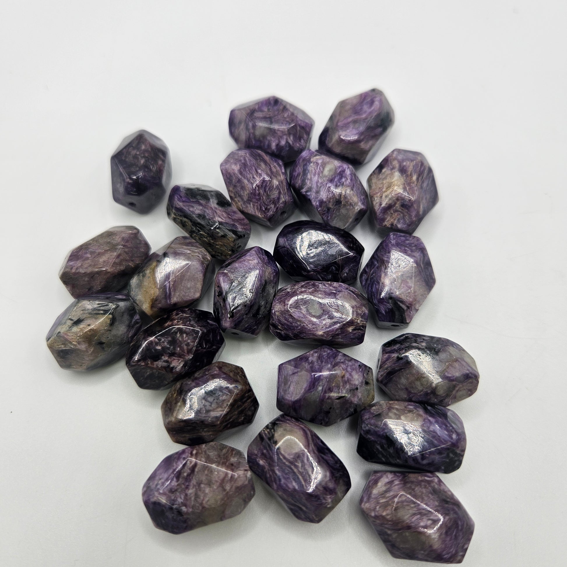18mm Faceted Charoite Chunk Single Bead.