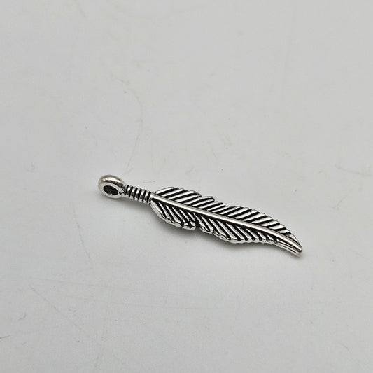 1in Silver Colored Pewter Feather.