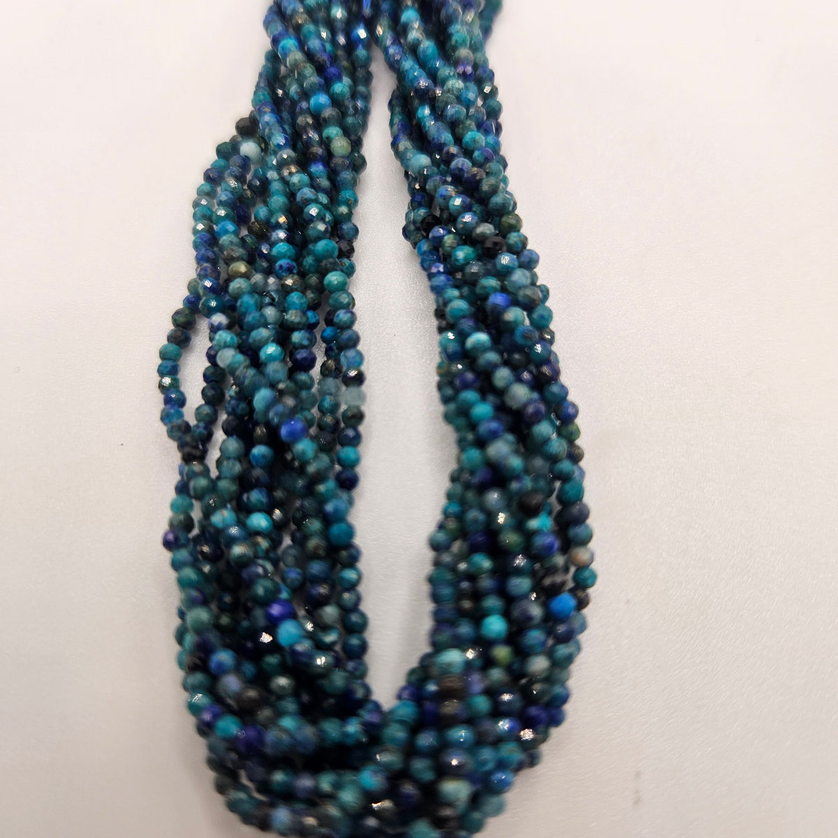 1mm Faceted Azurite Bead Strand.