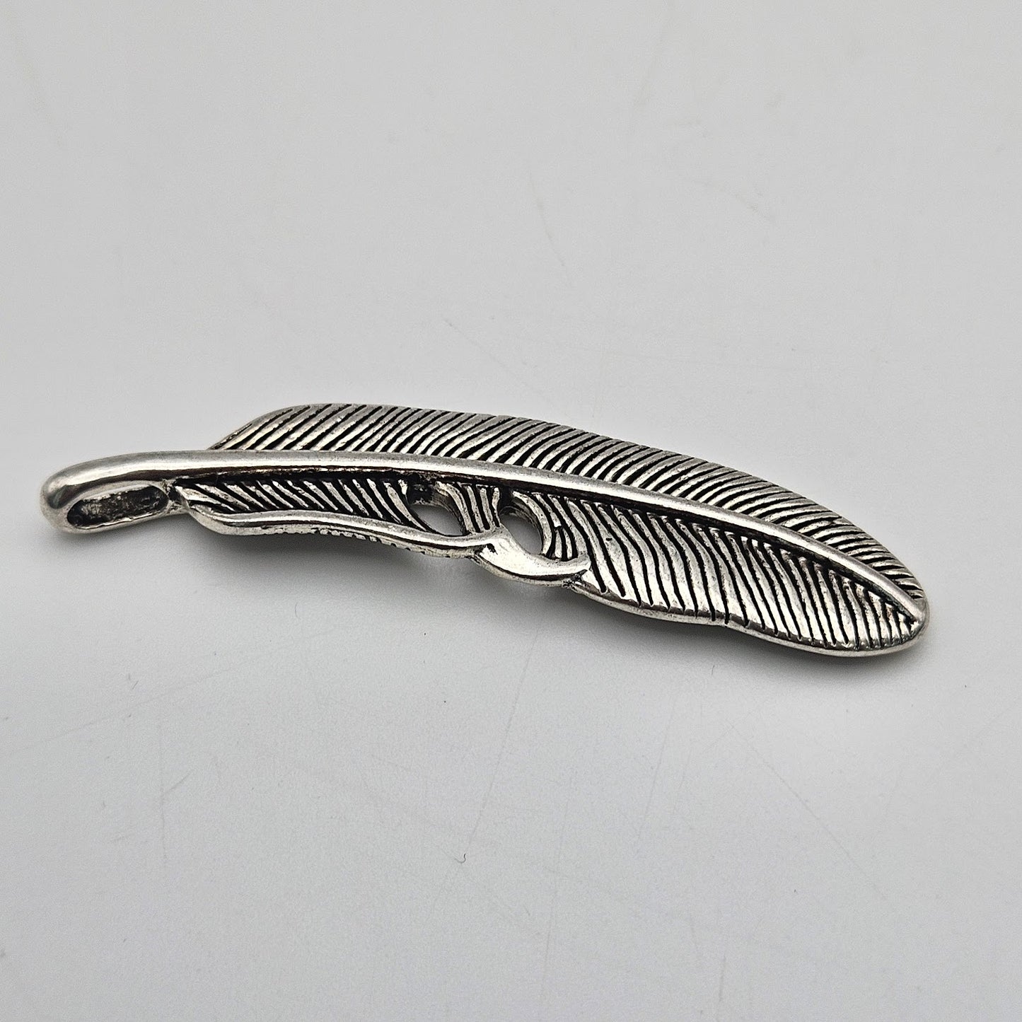 2.25in Silver Colored Pewter Feather.