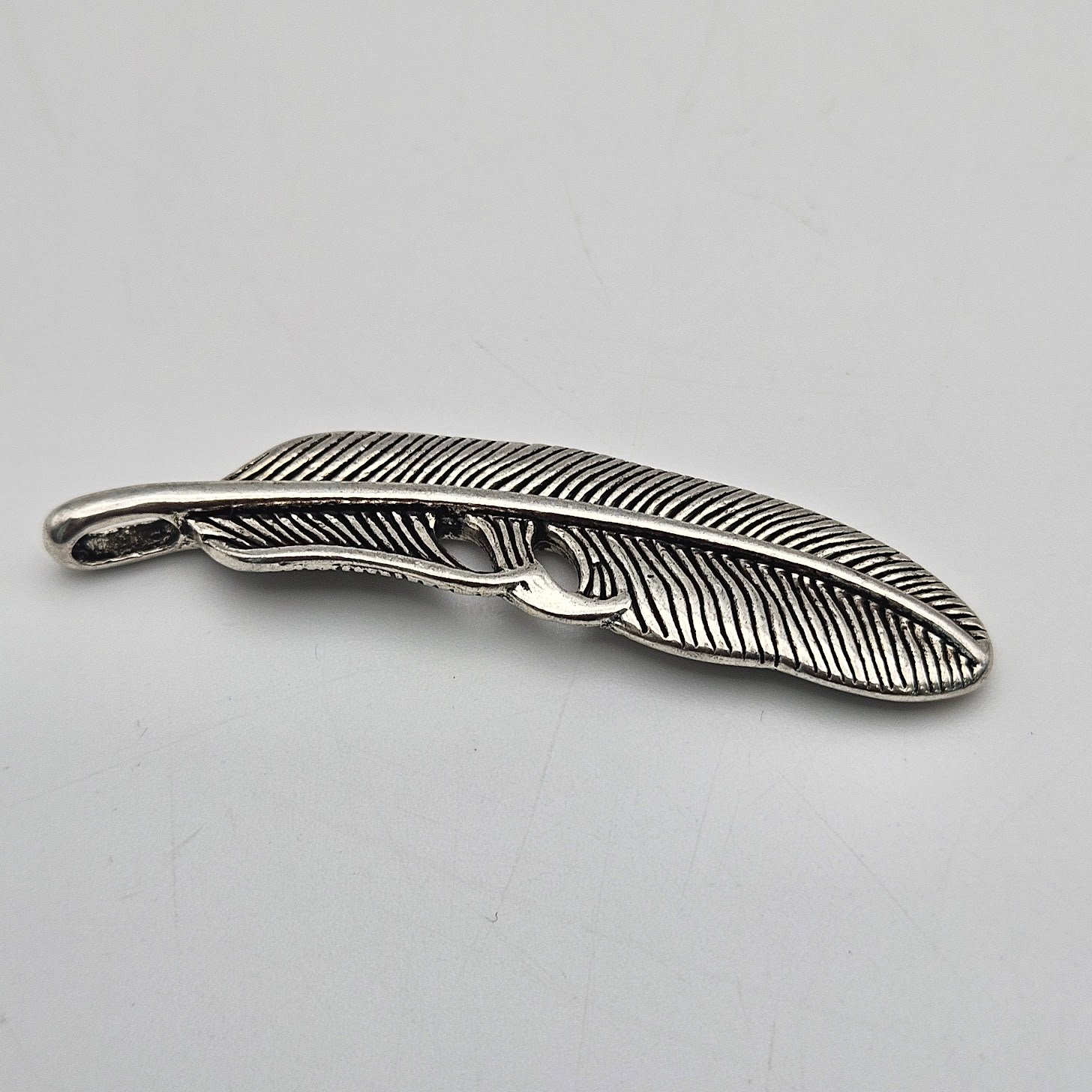 2.25in Silver Colored Pewter Feather.
