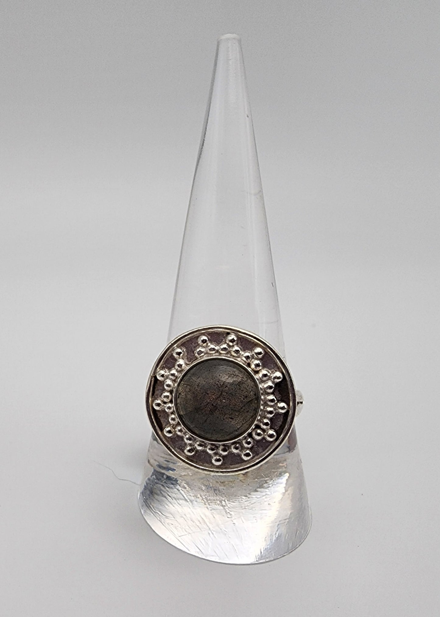 SS Decorated Ring Labradorite / Carnelian/ Moonstone