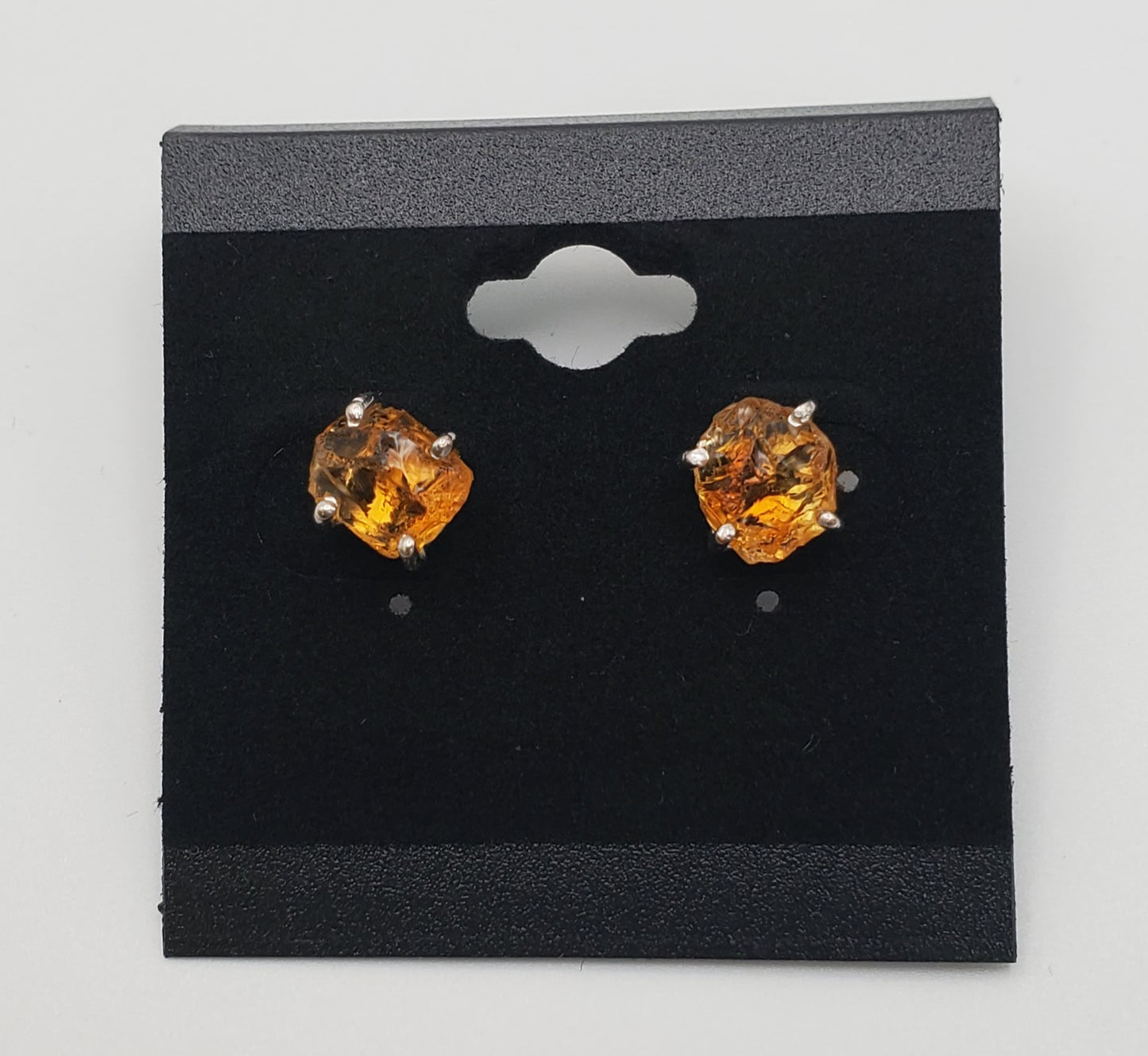 SS Citrine Large Rough Gemstone Earrings
