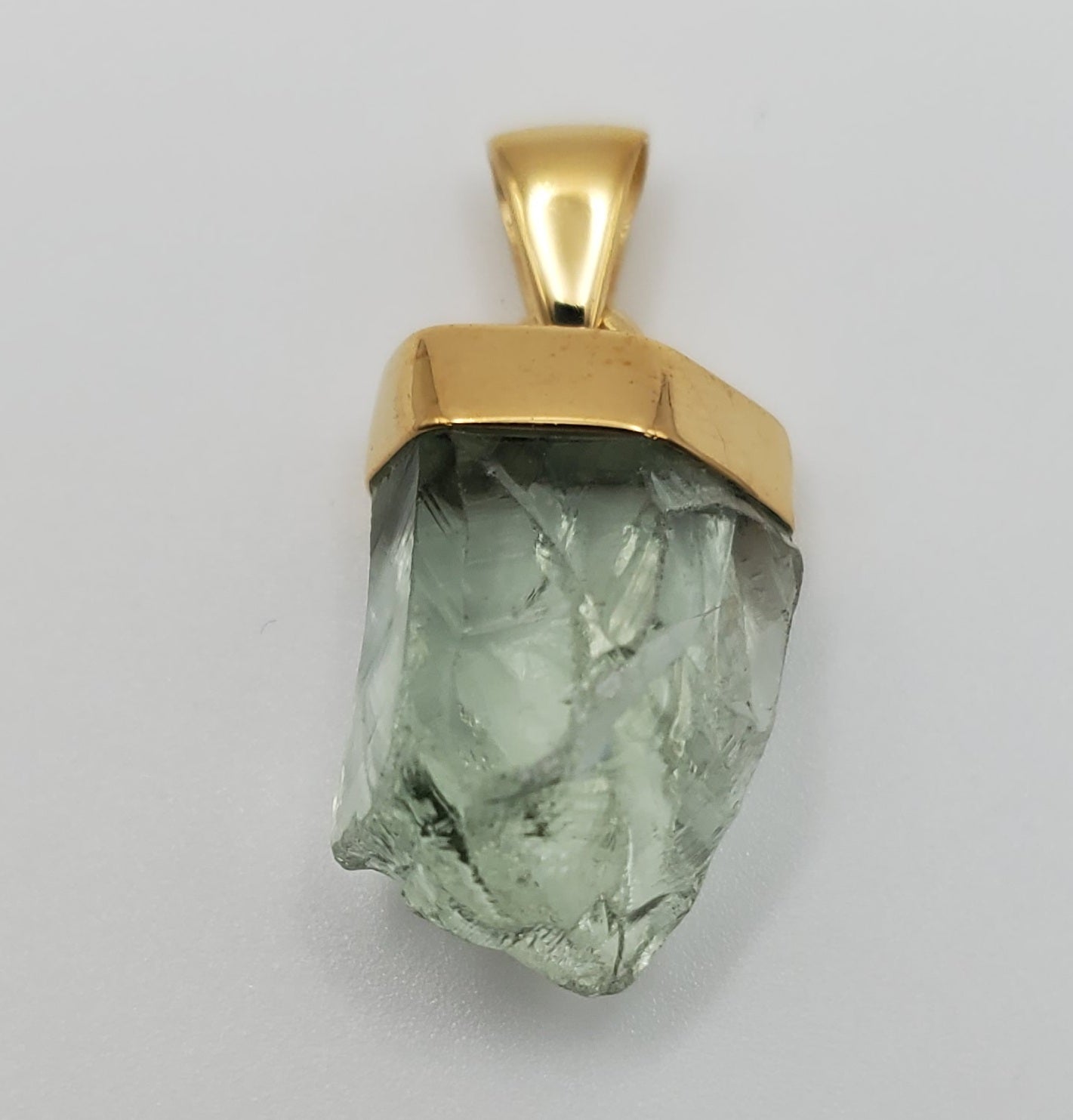 GP Green Amethyst Rough Mineral w/ Cap Pendant