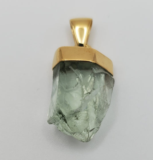 GP Green Amethyst Rough Mineral w/ Cap Pendant