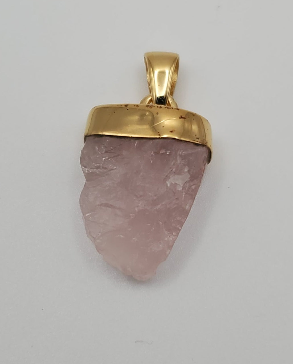 GP Rose Quartz Rough Mineral w/ Cap Pendant