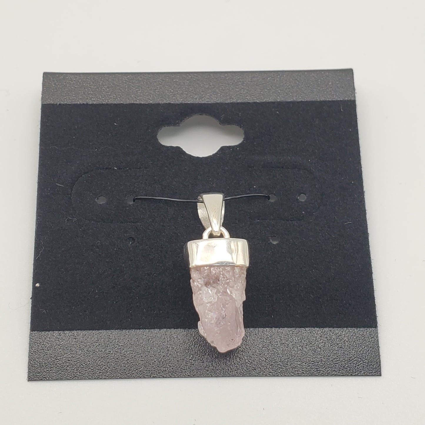 SS Morganite Rough Mineral w/ Cap Pendant