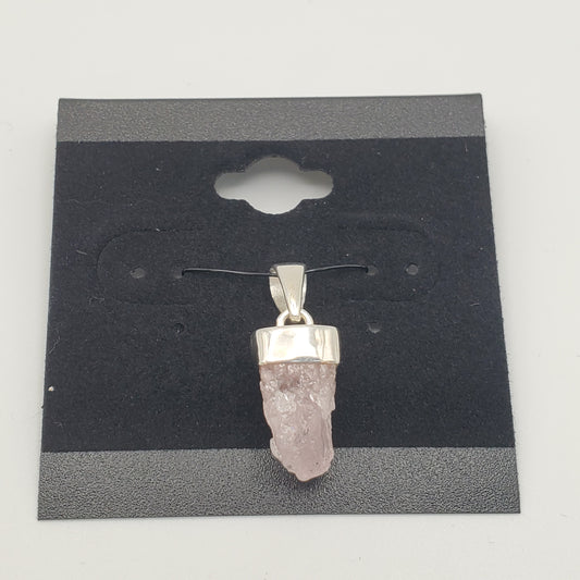 SS Morganite Rough Mineral w/ Cap Pendant