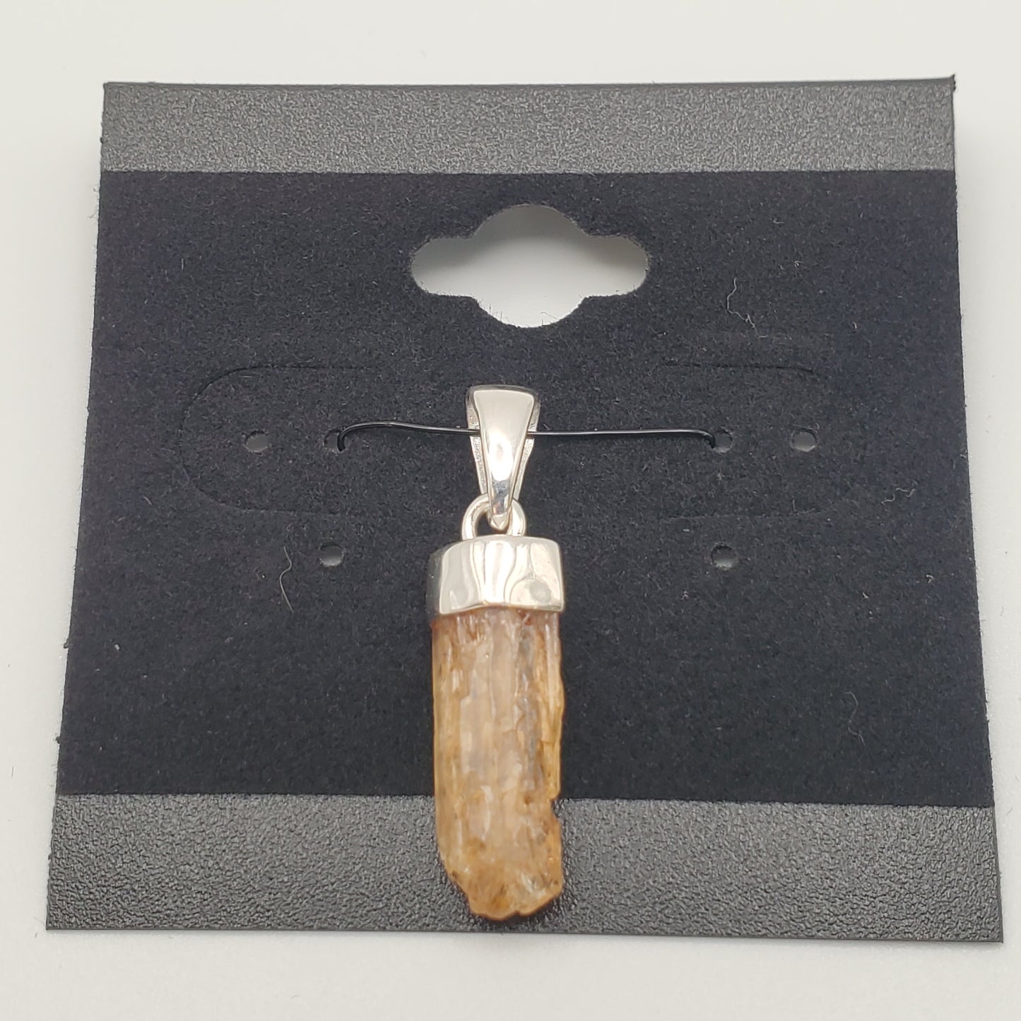 SS Imperial Topaz Rough Mineral w/ Cap Pendant