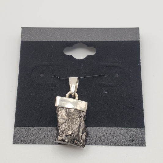 SS Shungite Rough Mineral w/ Cap Pendant
