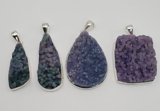 SS Grape Agate Large Druzy Pendant