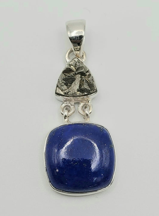 SS Pyrite Lapis Lazuli Pendant